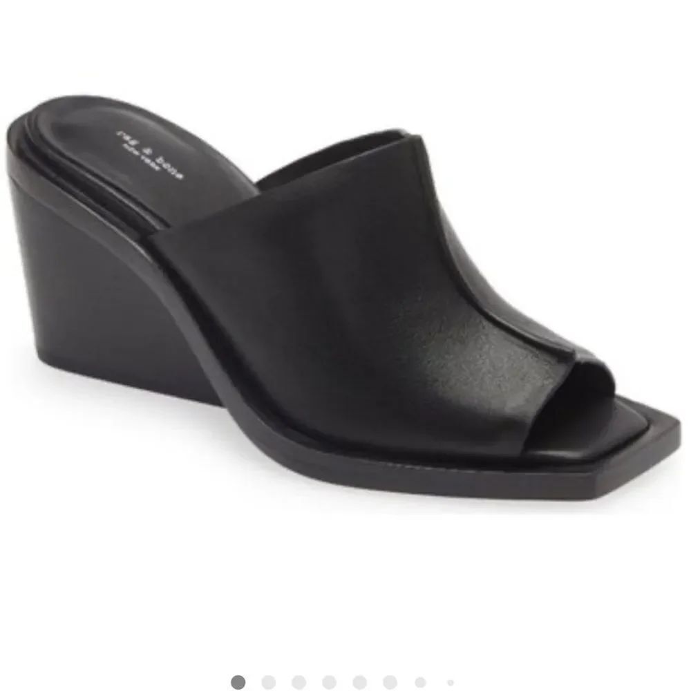 Rag & Bone/Dust Bag Black Santiago Wedge Sandals 8.5 NWT $450
